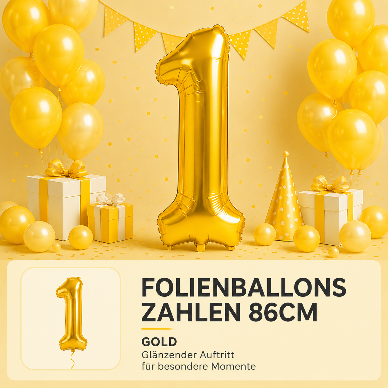 Folienballons Zahlen 86cm gold