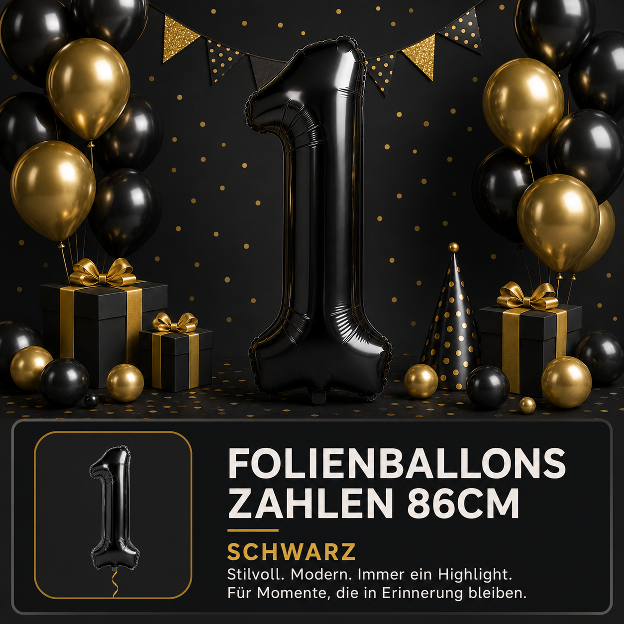 Folienballons Zahlen 86cm schwarz