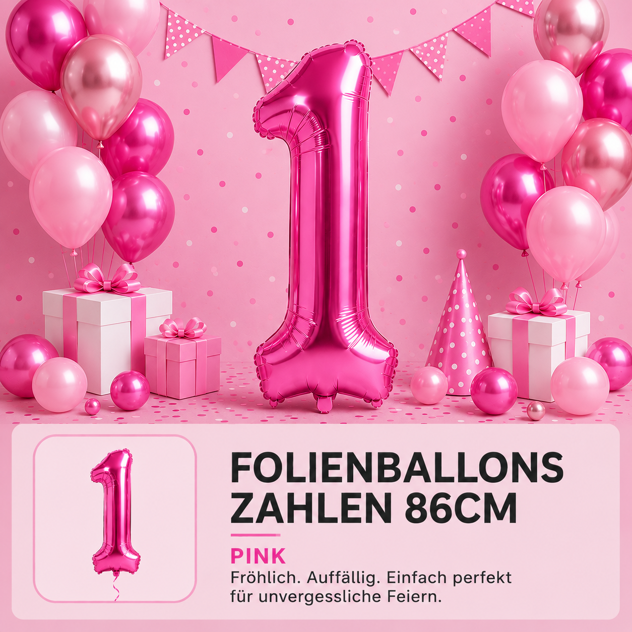 Folienballons Zahlen 86cm pink