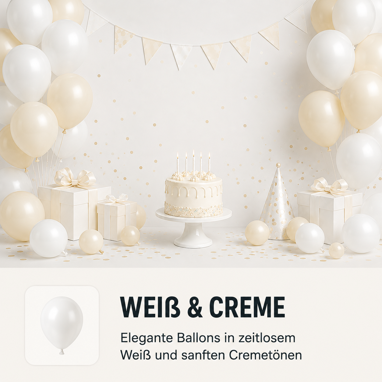 Latexballons Weiß & Creme