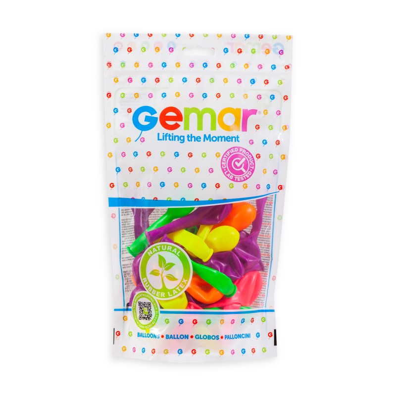 100x Gemar Latexballon A50 5"/13cm #081 Fluor Mix