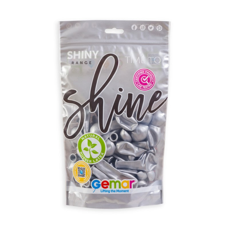 100x Latexballon A50 5"/13cm #089 Shiny Silver