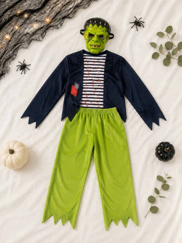 Kostüm Monster grün (4-6 Jahre) 110cm Hose, Shirt & Maske