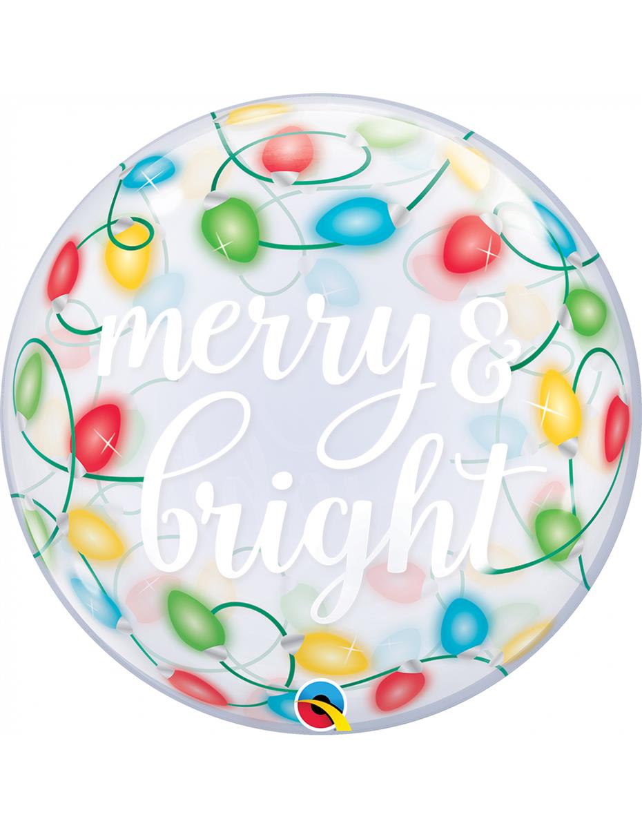 Bubble Ballon transparent Weihnachtslichter bunt merry & bright