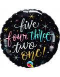 Folienballon rund schwarz Silvester Countdown 46cm