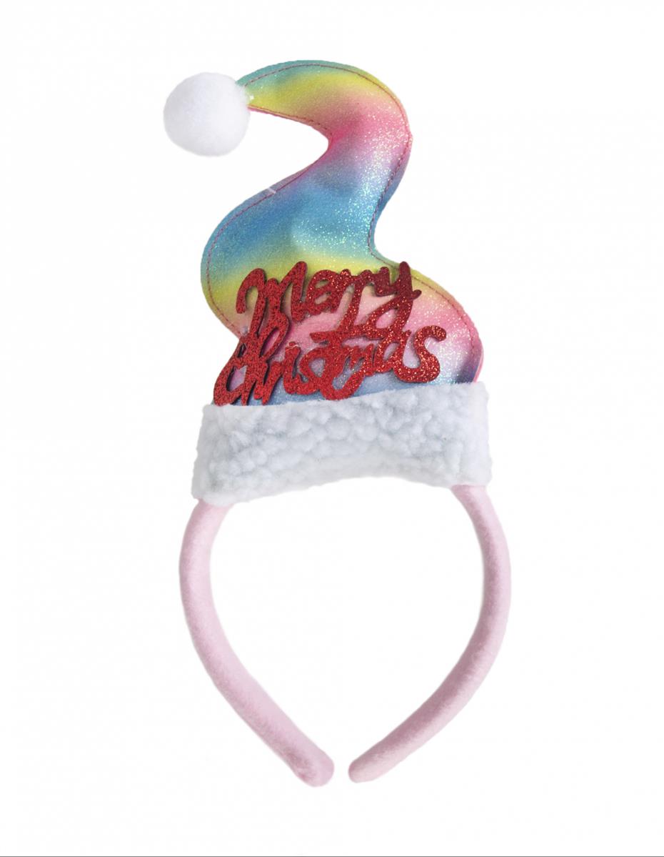 Haarreif Weihnachtsmütze Regenbogen Glitzer Merry Christmas
