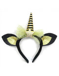 Haarreif Einhorn schwarz gold Glitzer