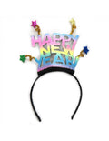 Haarreif Happy New Year Regenbogen pastell Glitzer