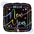 Folienballon quadratisch Hello New Year bunt