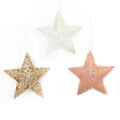 3x Aufhänger Stern gold rosegold weiß Glitzer