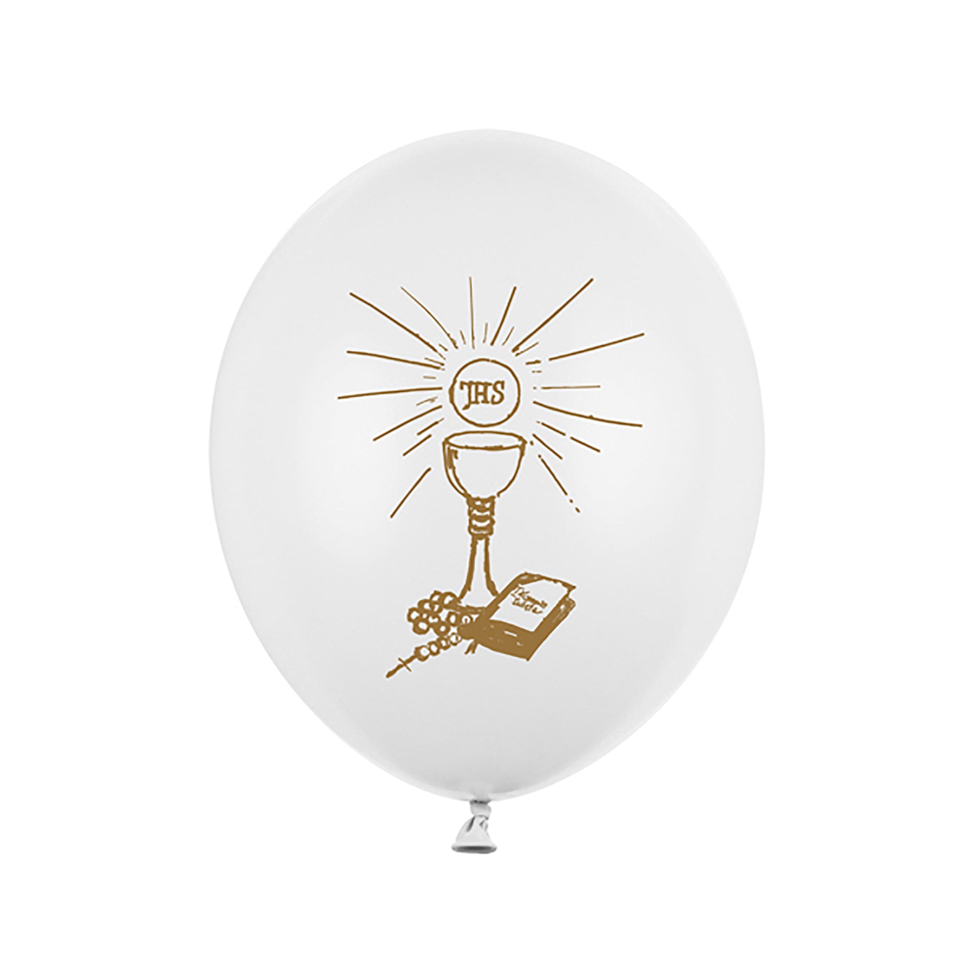 6x Latexballon weiß Kelch gold