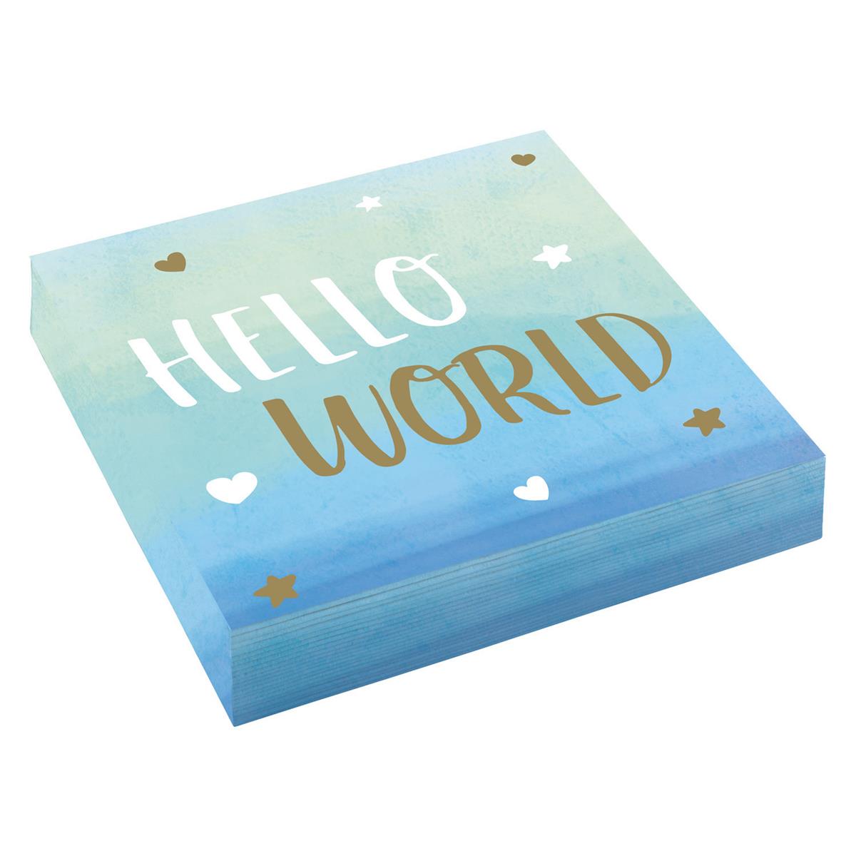 16x Serviette blau Hello World