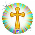 Folienballon rund bunt Kreuz gold 45cm