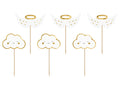 6x Cake Topper weiß gold Wolke Flügel
