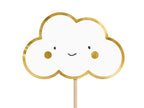 6x Cake Topper weiß gold Wolke Flügel