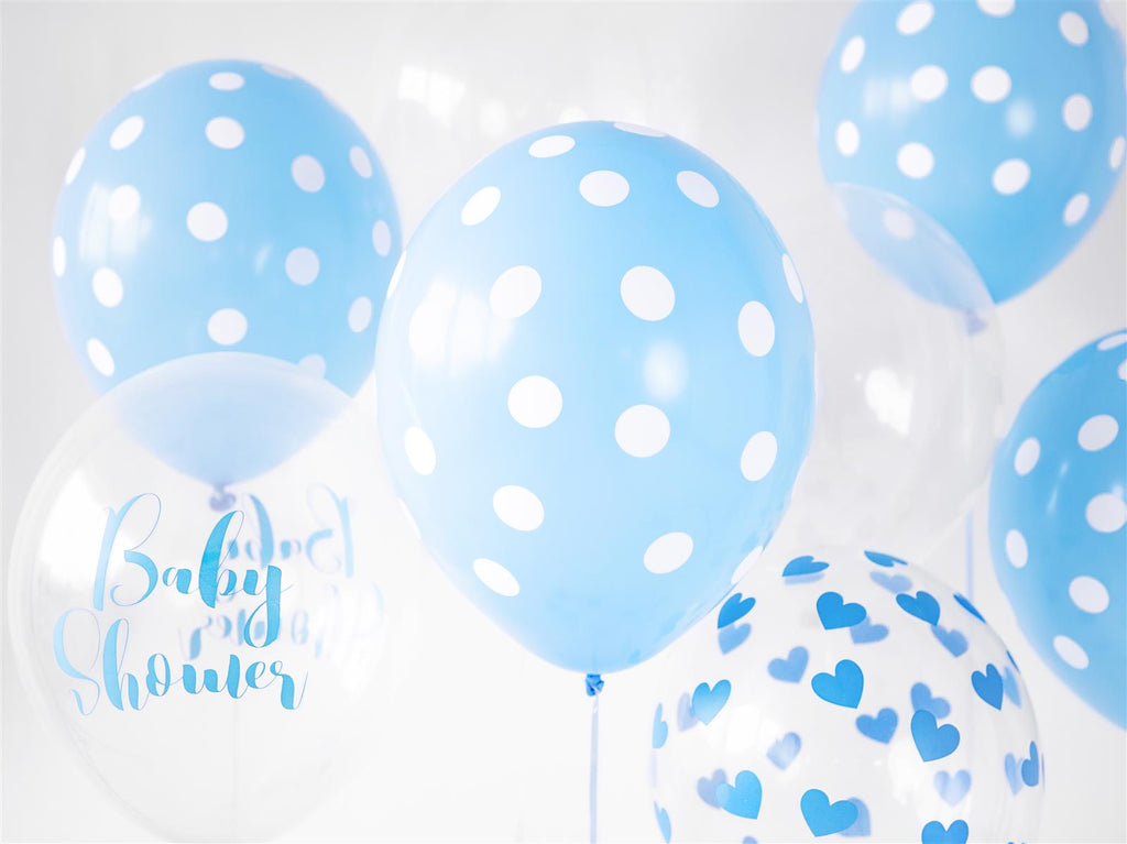 6x Latexballon blau pastell Punkte weiß 30cm
