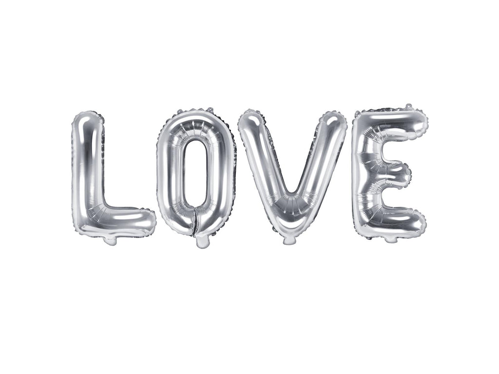 Folienballon Schriftzug (Love) silber 35cm Höhe