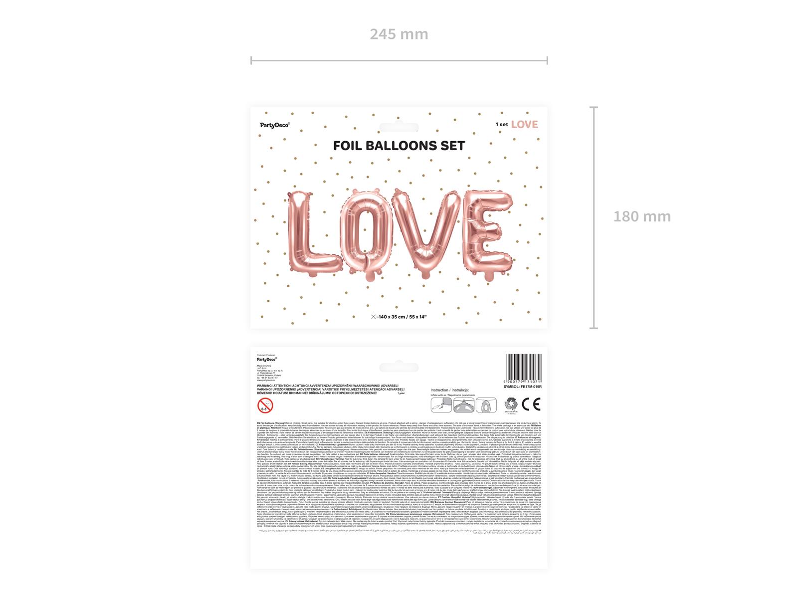 Folienballon Schriftzug (Love) rosegold 35cm Höhe