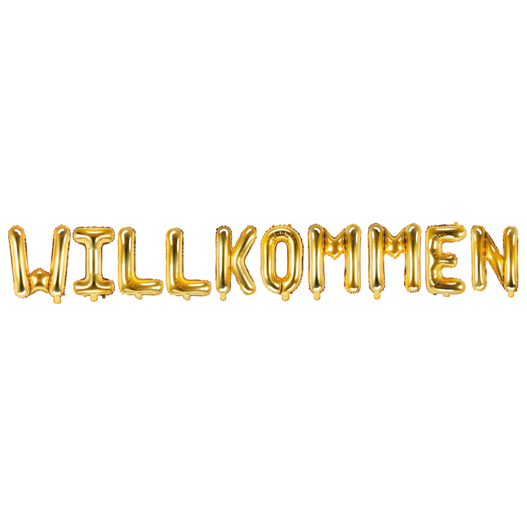 Folienballon Schriftzug (Willkommen) gold 200x35cm