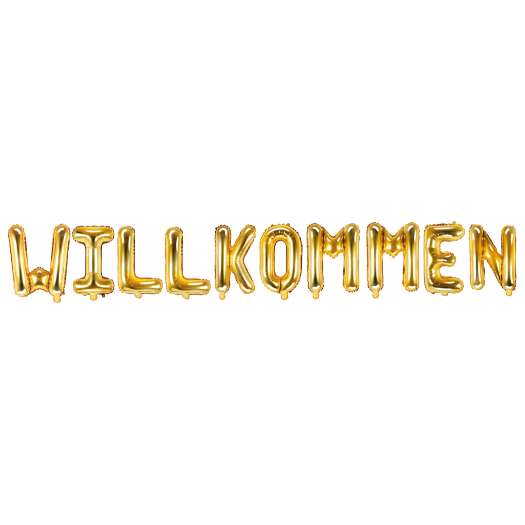 Folienballon Schriftzug (Willkommen) gold 200x35cm