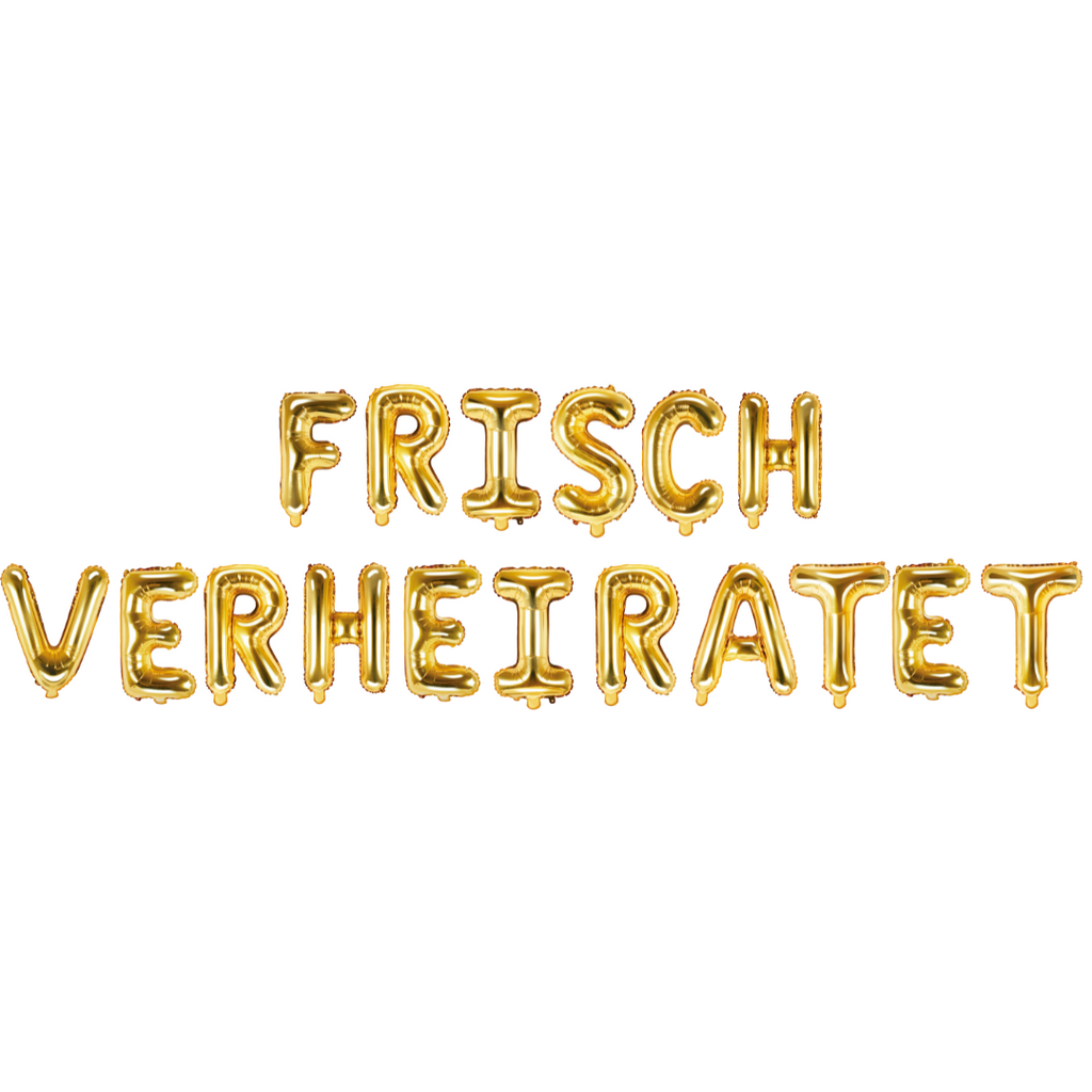 Folienballon Schriftzug (Frisch verheiratet) gold 35cm Höhe