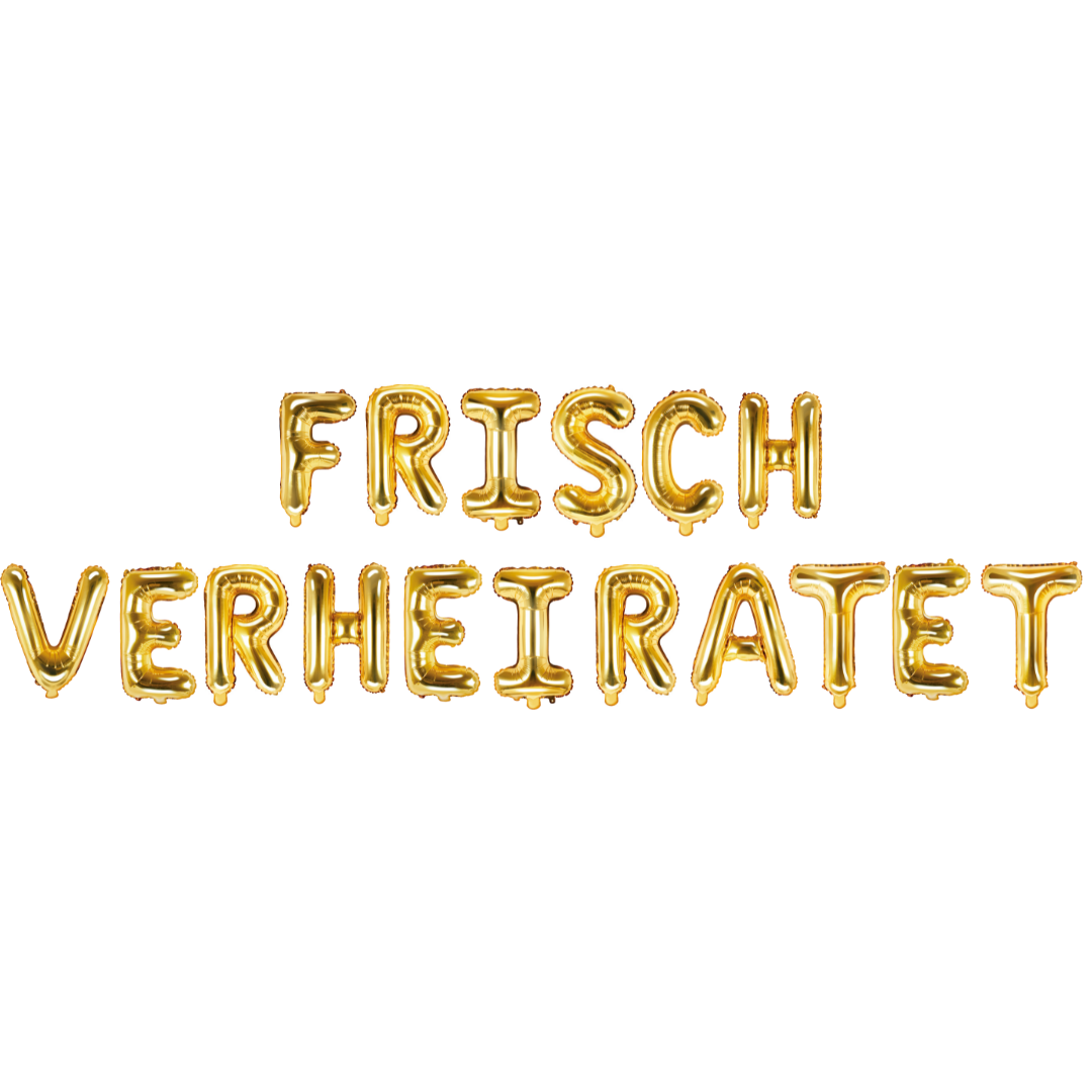 Folienballon Schriftzug (Frisch verheiratet) gold 35cm Höhe