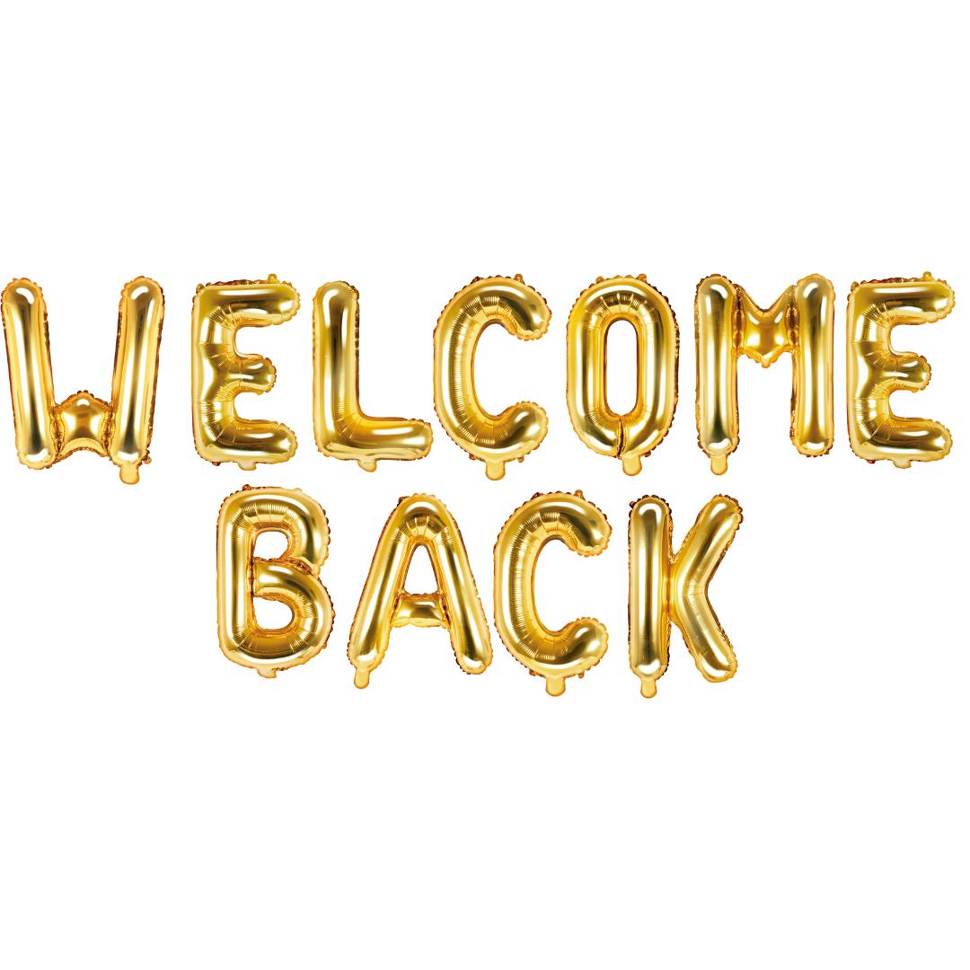 Folienballon Schriftzug (Welcome Back) gold 35cm Höhe
