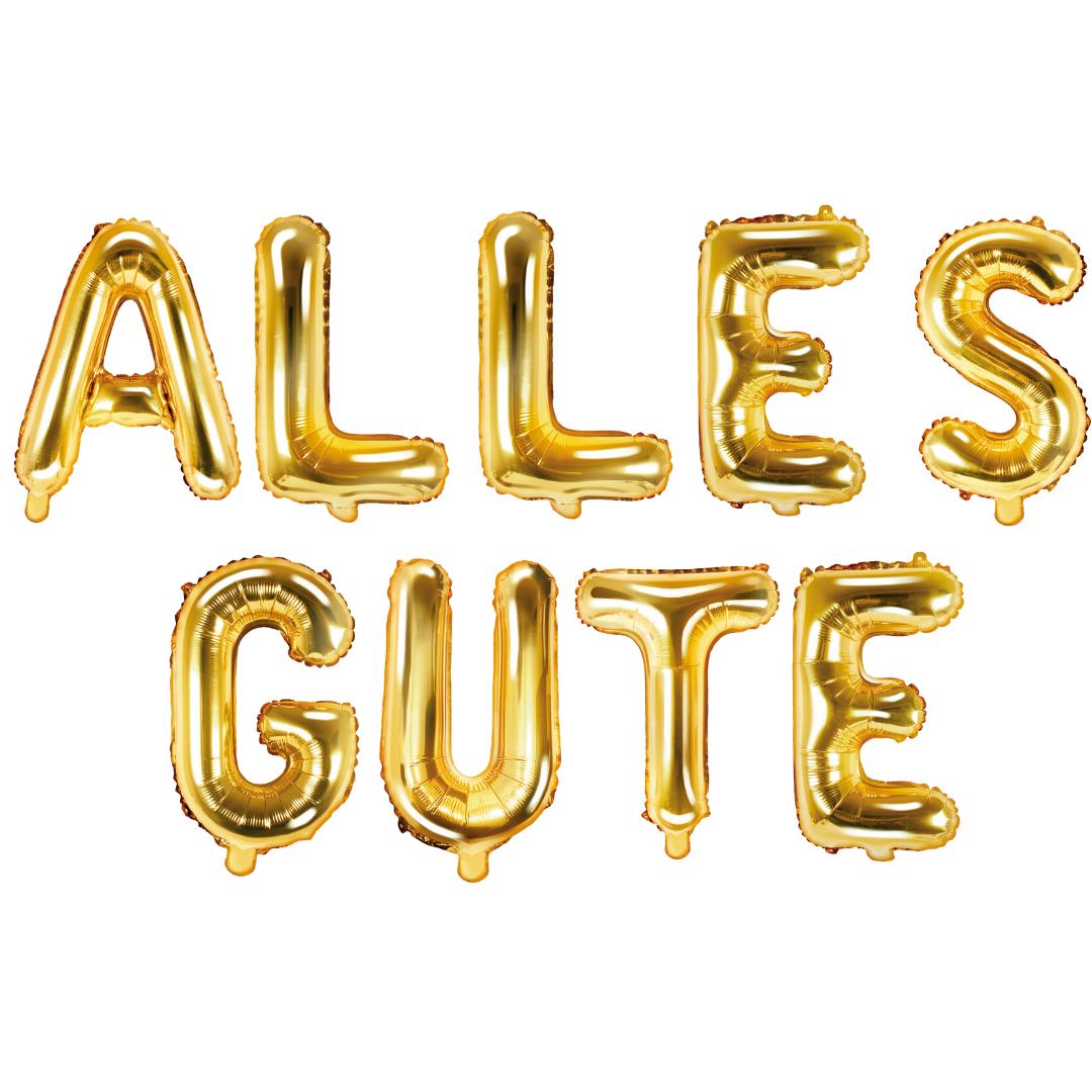 Folienballon Schriftzug (Alles Gute) gold 35cm Höhe