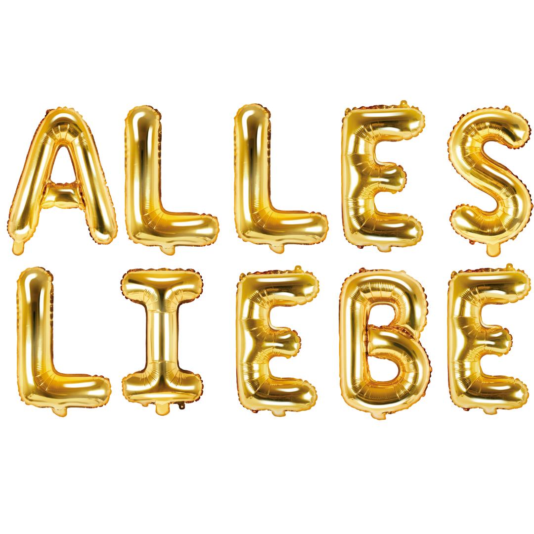 Folienballon Schriftzug (Alles Liebe) gold 35cm Höhe