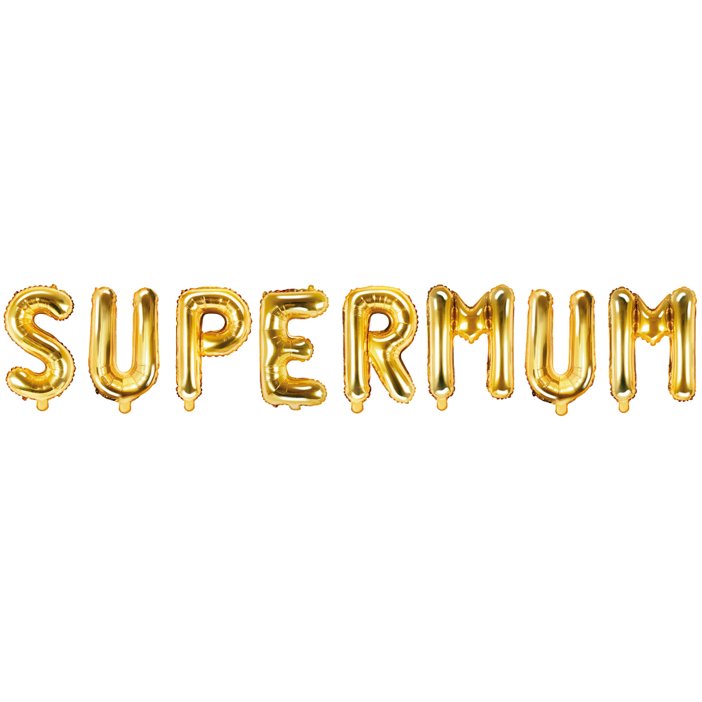 Folienballon Schriftzug (Supermum) gold 35cm Höhe
