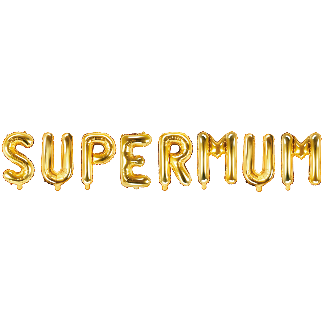 Folienballon Schriftzug (Supermum) gold 35cm Höhe