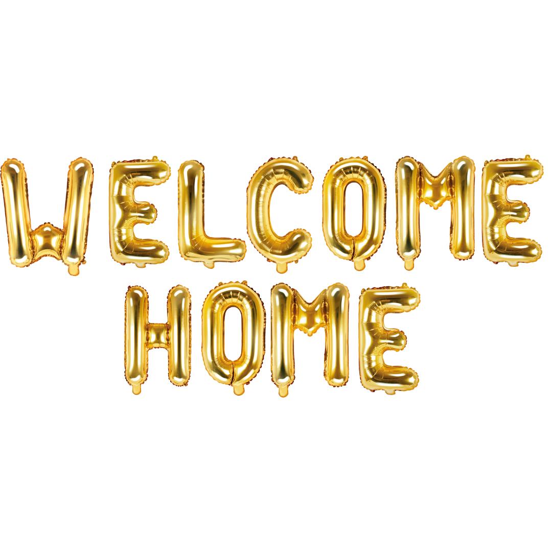 Folienballon Schriftzug (Welcome Home) gold 35cm Höhe