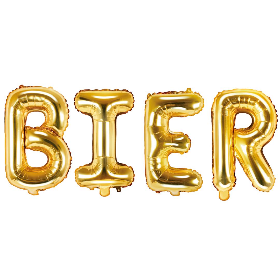 Folienballon Schriftzug (Bier) gold 35cm Höhe