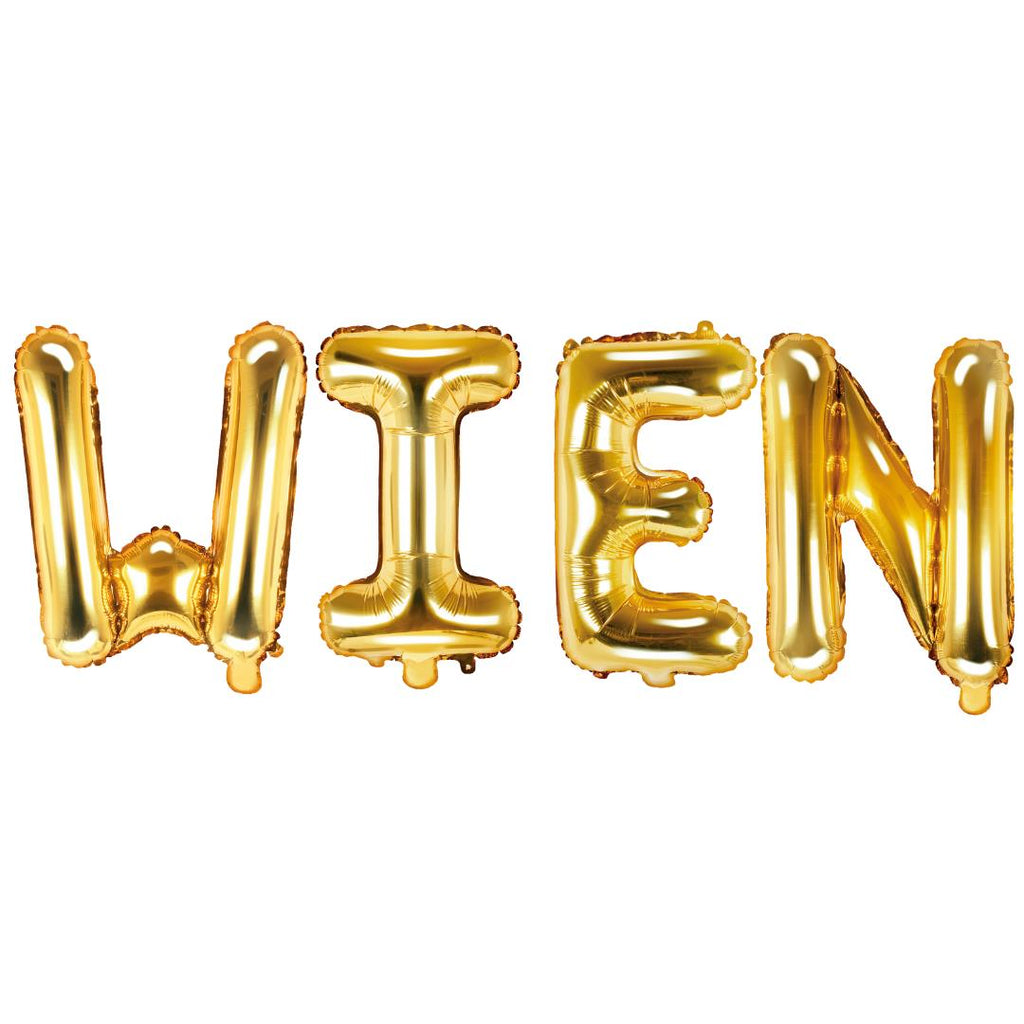 Folienballon Schriftzug (Wien) gold 35cm Höhe