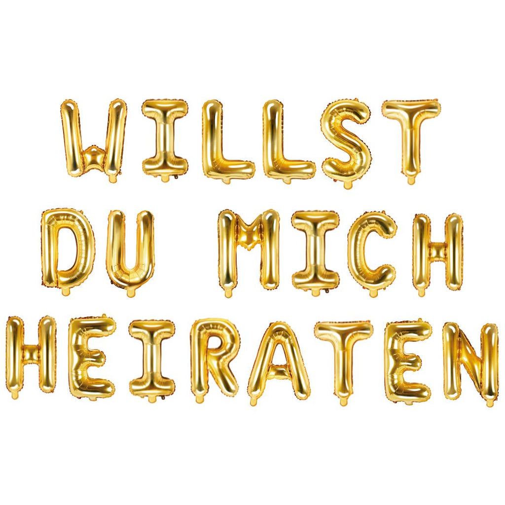 Folienballon Schriftzug (Willst du mich Heiraten) gold 35cm Höhe