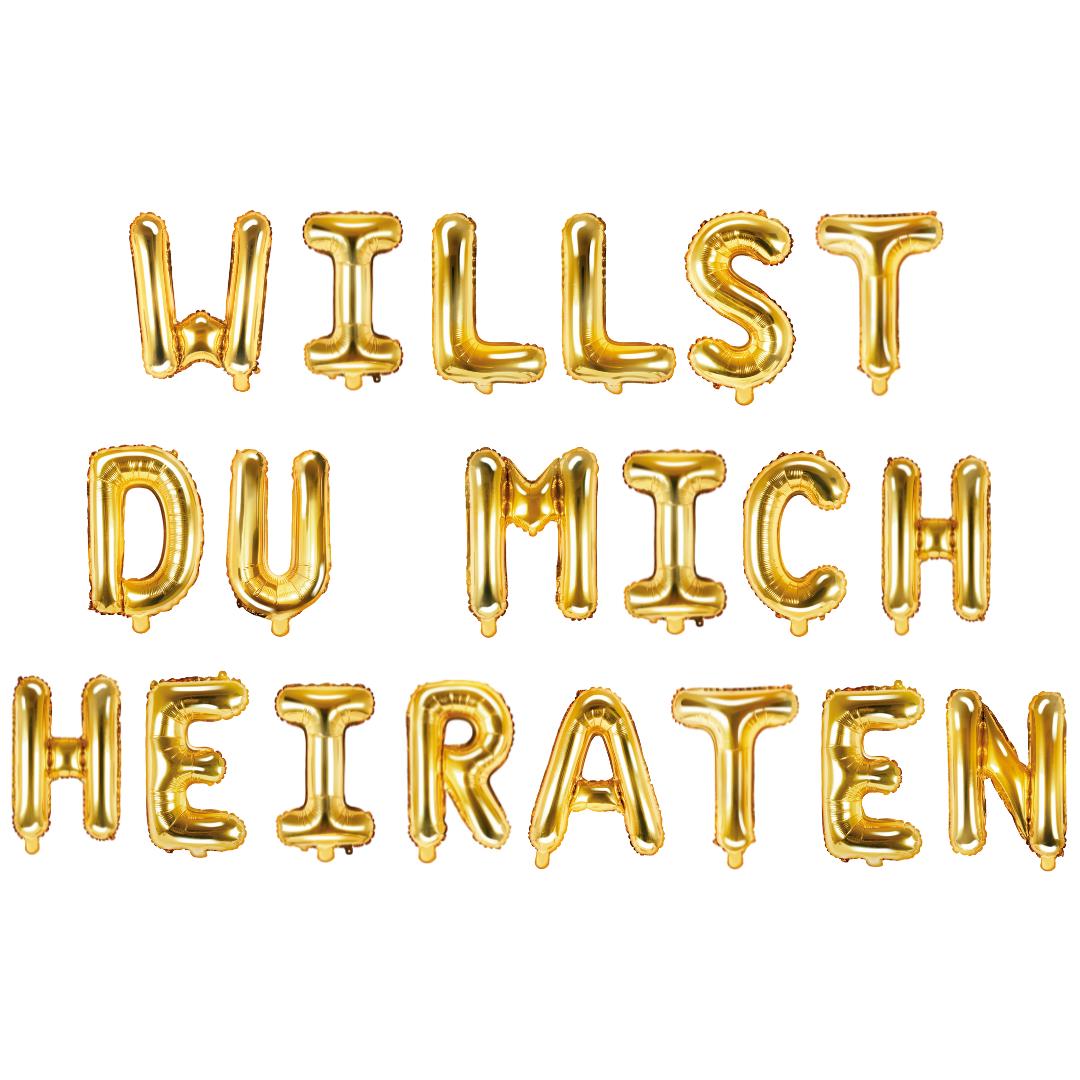 Folienballon Schriftzug (Willst du mich Heiraten) gold 35cm Höhe