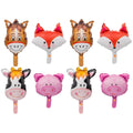 8x Mini-Folienballon (je 2x Esel, Kuh, Schwein, Fuchs)