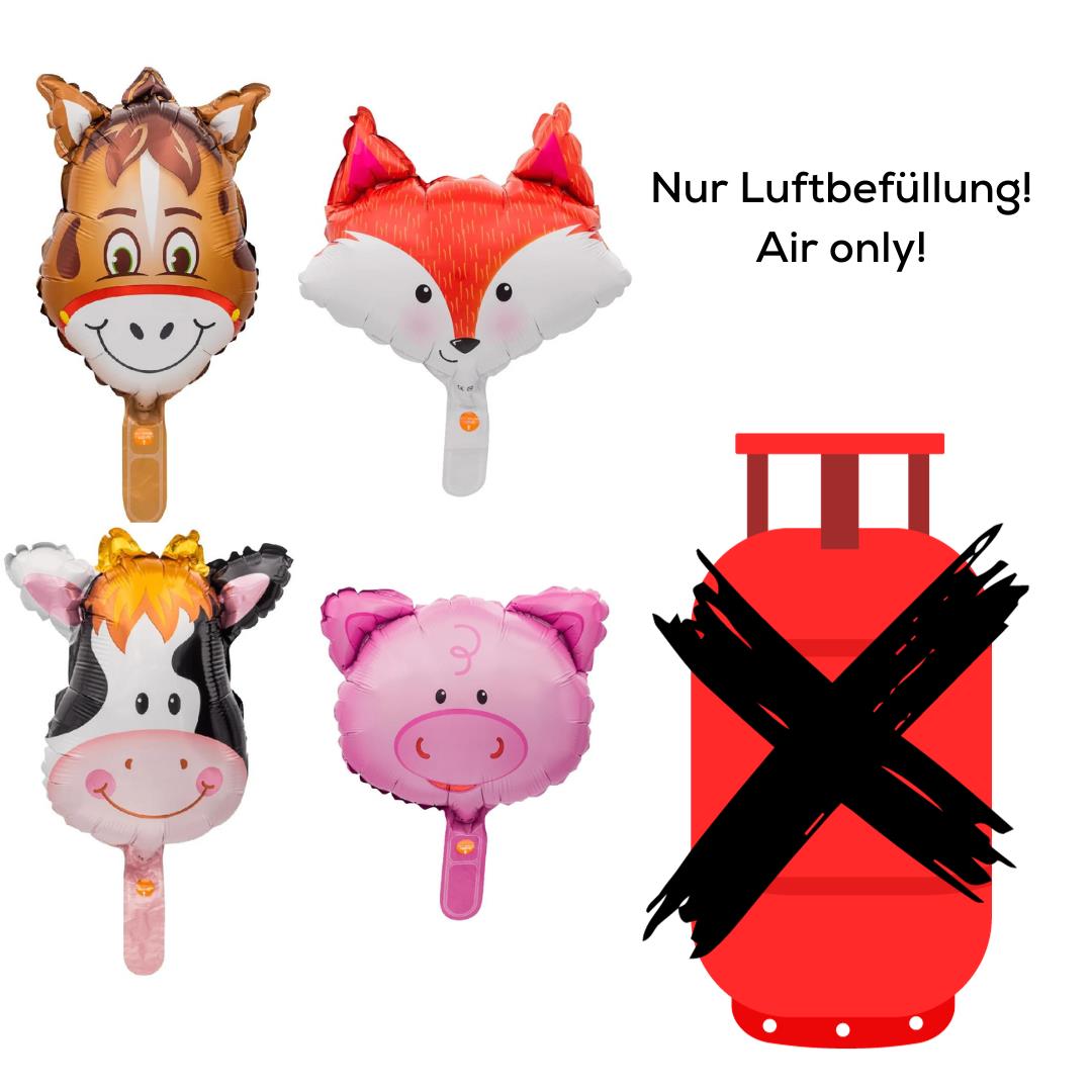 8x Mini-Folienballon (je 2x Esel, Kuh, Schwein, Fuchs)