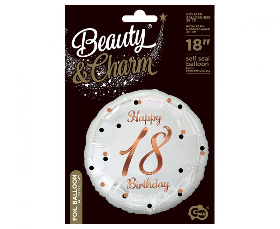 Folienballon 18th Birthday 45cm weiß/rosegold