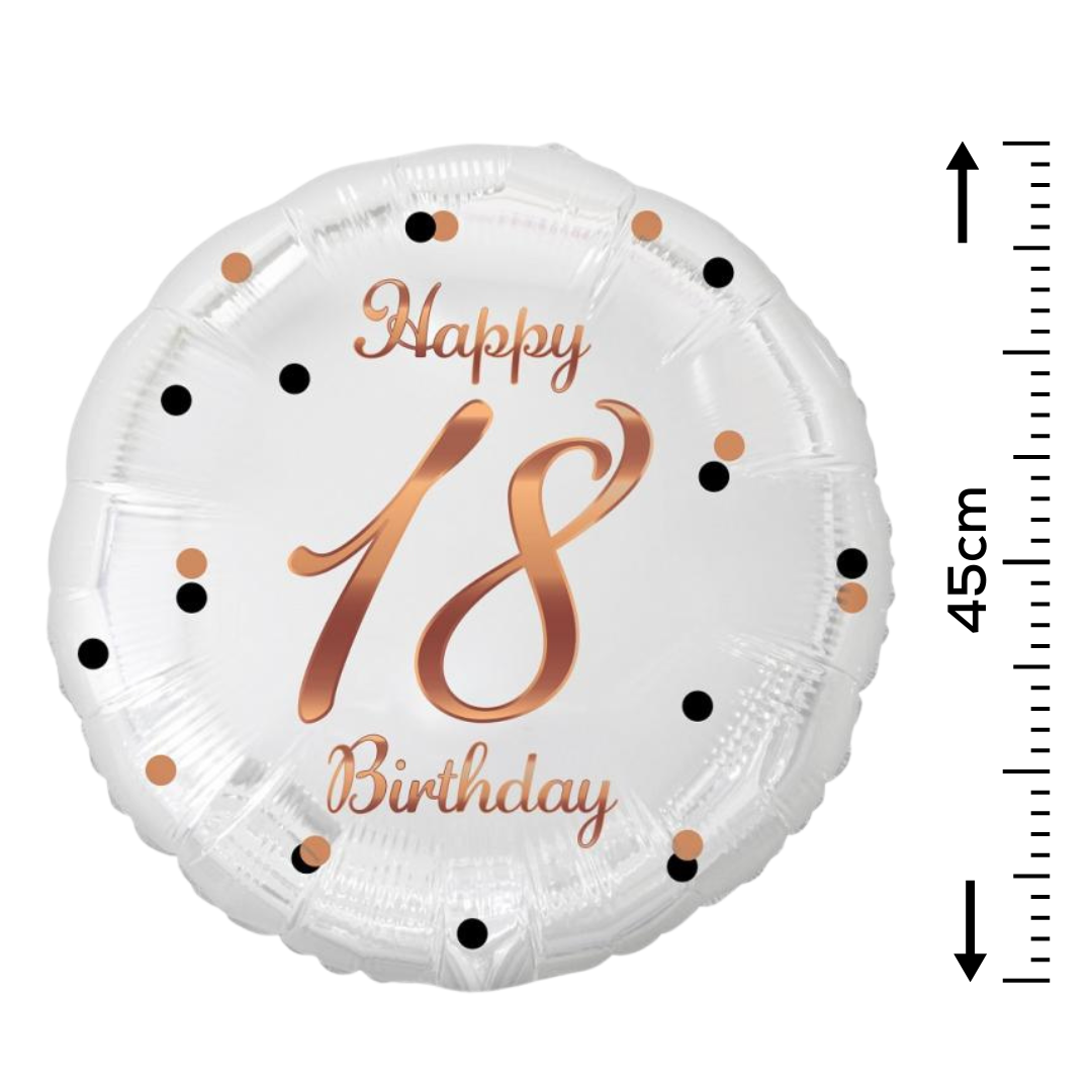 Folienballon 18th Birthday 45cm weiß/rosegold