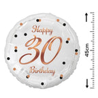 Folienballon 30th Birthday 45cm weiß/rosegold