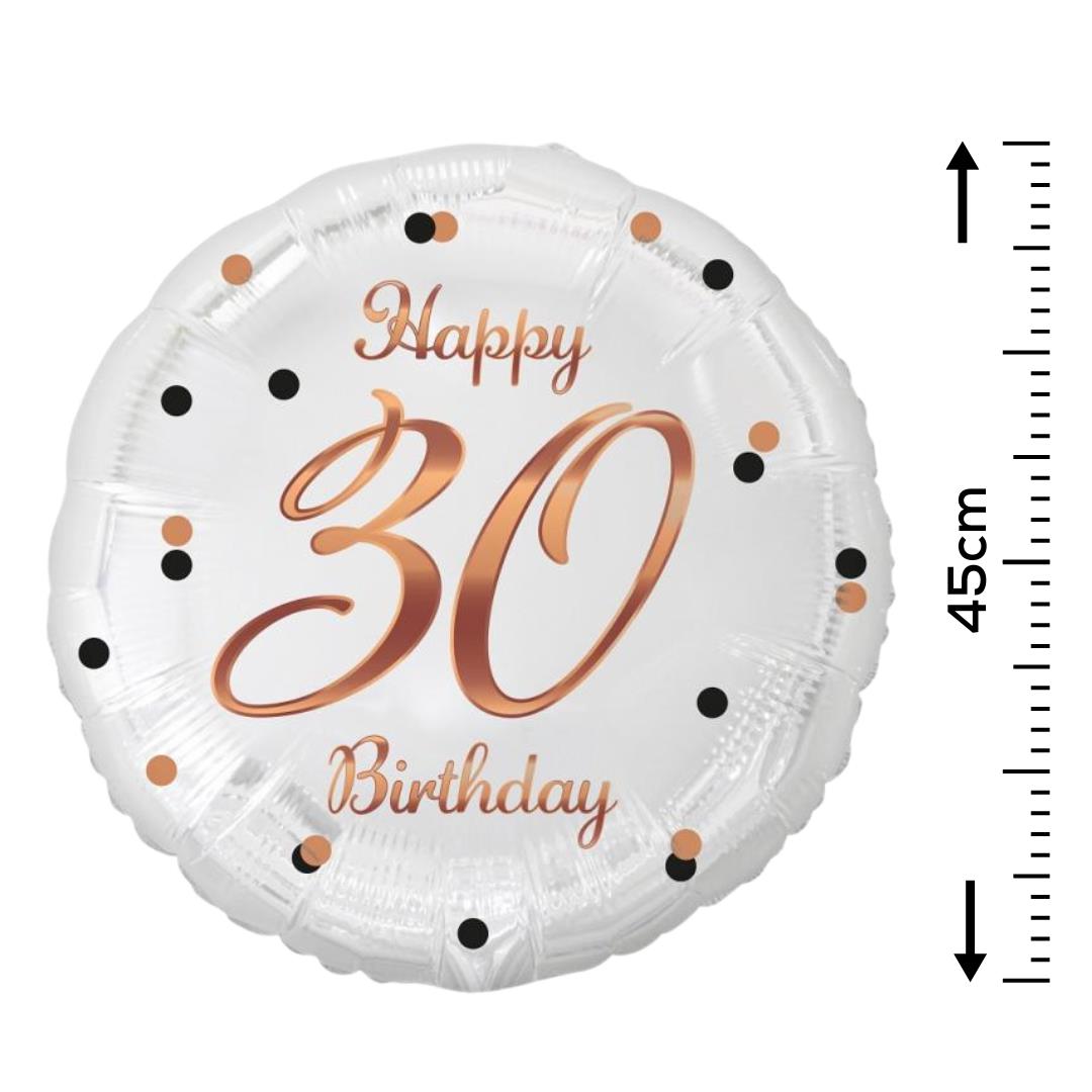 Folienballon 30th Birthday 45cm weiß/rosegold
