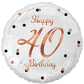 Folienballon 40th Birthday 45cm weiß/rosegold
