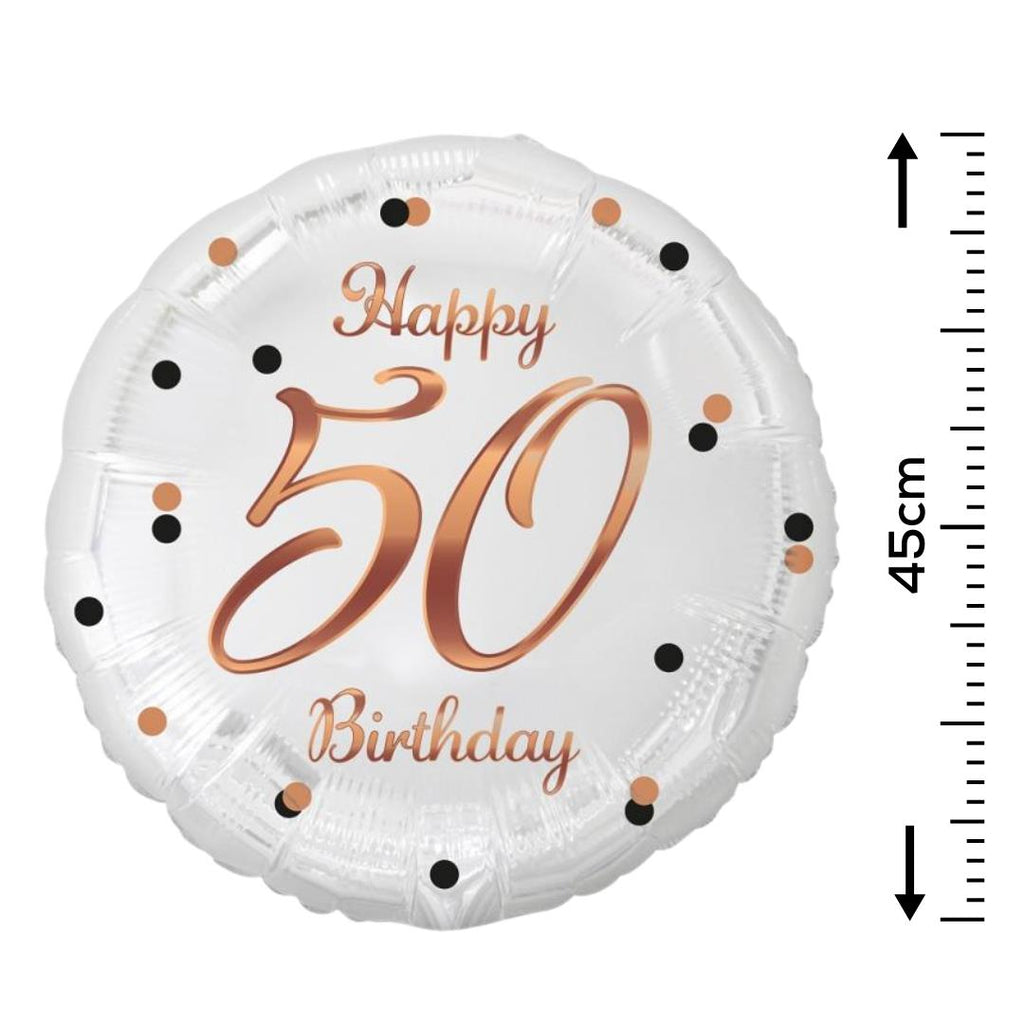 Folienballon 50th Birthday 45cm weiß/rosegold