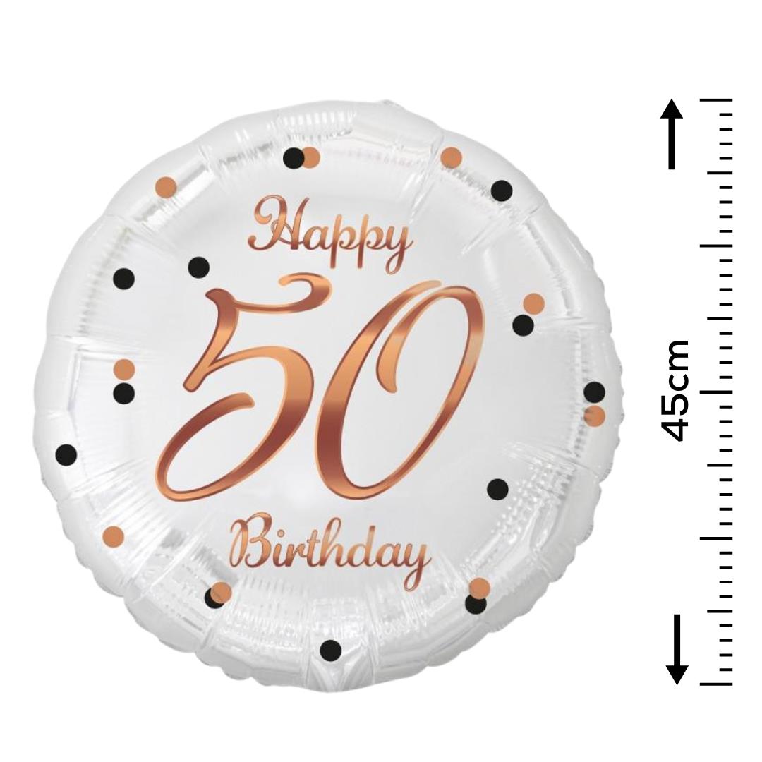 Folienballon 50th Birthday 45cm weiß/rosegold