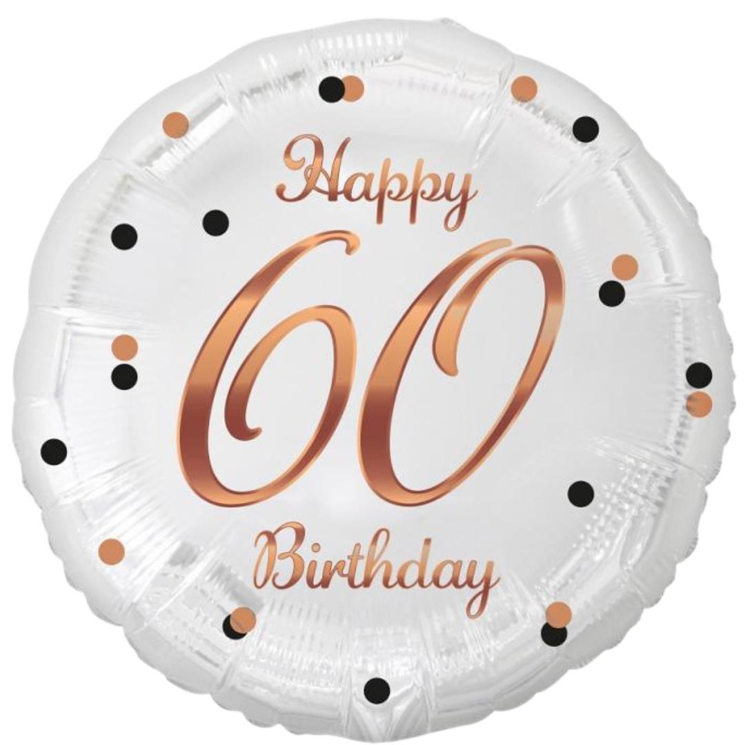 Folienballon 60th Birthday 45cm weiß/rosegold
