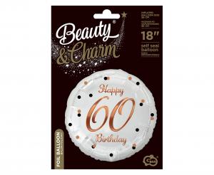Folienballon 60th Birthday 45cm weiß/rosegold