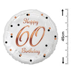Folienballon 60th Birthday 45cm weiß/rosegold