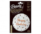 Folienballon Happy Birthday 45cm weiß/rosegold
