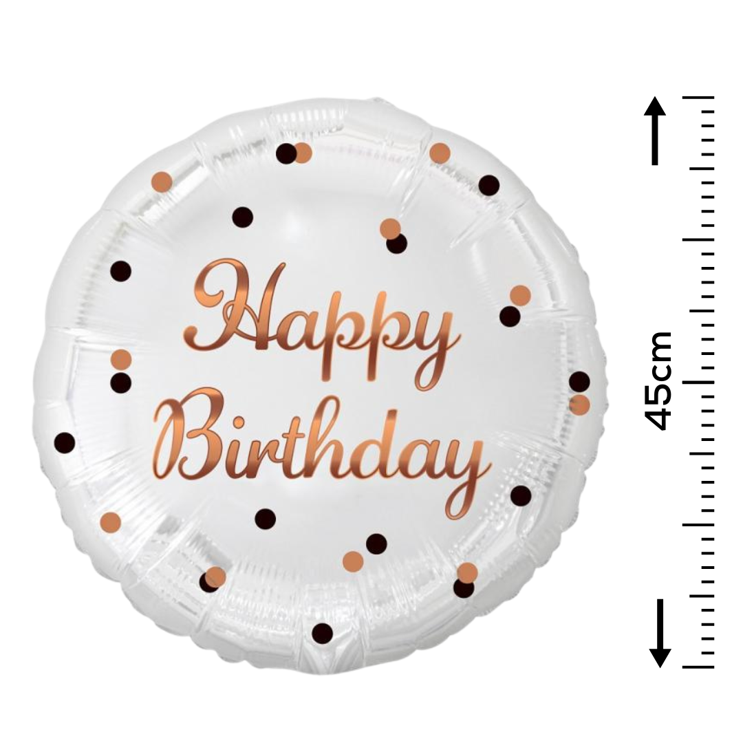Folienballon Happy Birthday 45cm weiß/rosegold